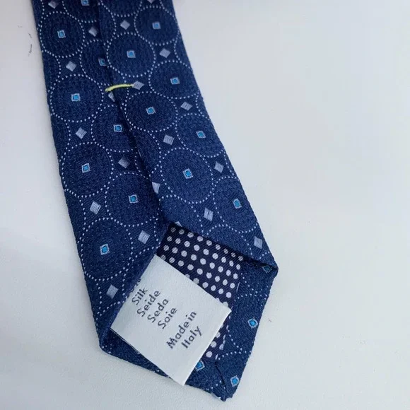 Eton Tie Mens One Size Blue Patterned Silk Classic Luxury Necktie Italy Made NWT - Picture 5 of 6